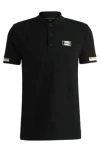 Hugo Boss Mercerized-cotton Polo Shirt With Signature Stripes In Black