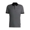 Hugo Boss Mercerized-cotton Polo Shirt With Two-tone Monogram Print In Black