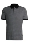 Hugo Boss Mercerized-cotton Polo Shirt With Two-tone Monogram Print In Black