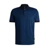 Hugo Boss Mercerized-cotton Polo Shirt With Two-tone Monogram Print In Blue