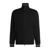 Hugo Boss Mercerized-cotton Regular-fit Sweatshirt With Stripe Cuffs In Black