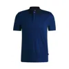 Hugo Boss Mercerised-cotton Slim-fit Polo Shirt With Collar Stripes In Blue