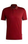 Hugo Boss Mercerized-cotton Slim-fit Polo Shirt With Collar Stripes In Red