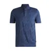 Hugo Boss Mercerized-cotton Slim-fit Polo Shirt With Houndstooth Jacquard In Blue
