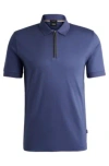 Hugo Boss Mercerized-cotton Slim-fit Polo Shirt With Zip Placket In Dark Blue