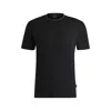 Shop Hugo Boss Mercerized-cotton Slim-fit T-shirt With Collar Stripe In Black