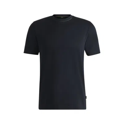 Hugo Boss Mercerized-cotton Slim-fit T-shirt With Collar Stripe In Blue