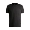 Hugo Boss Mercerized-cotton T-shirt With Contrast Collar In Black