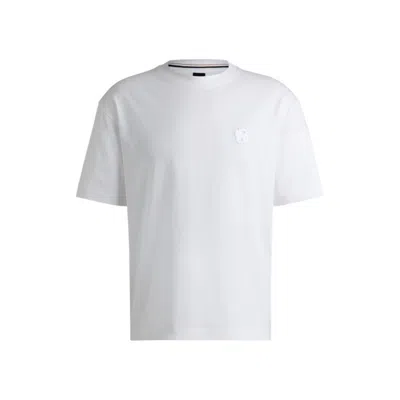 HUGO BOSS MERCERIZED-COTTON T-SHIRT WITH DOUBLE B MONOGRAM