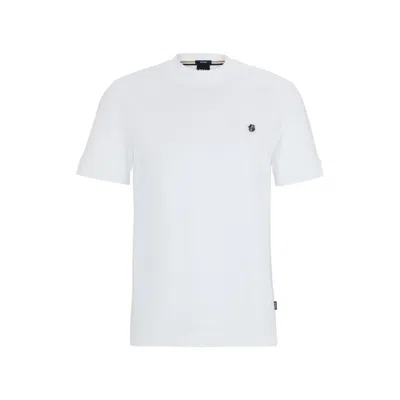 HUGO BOSS MERCERIZED-COTTON T-SHIRT WITH DOUBLE B MONOGRAM
