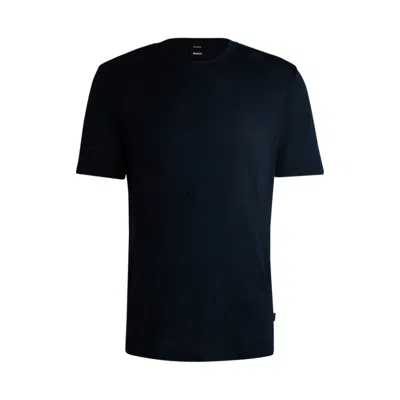 Hugo Boss Mercerized-cotton T-shirt With Double B Monograms In Blue