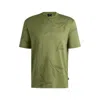 Hugo Boss Mercerized-cotton T-shirt With Floral Jacquard In Green
