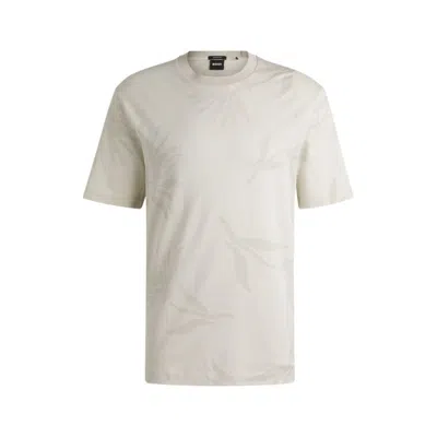 Hugo Boss Mercerized-cotton T-shirt With Floral Jacquard In White