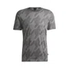 Hugo Boss Mercerized-cotton T-shirt With Houndstooth Jacquard In Silver