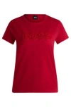 Hugo Boss Mercerized-cotton T-shirt With Logo Detail In Red
