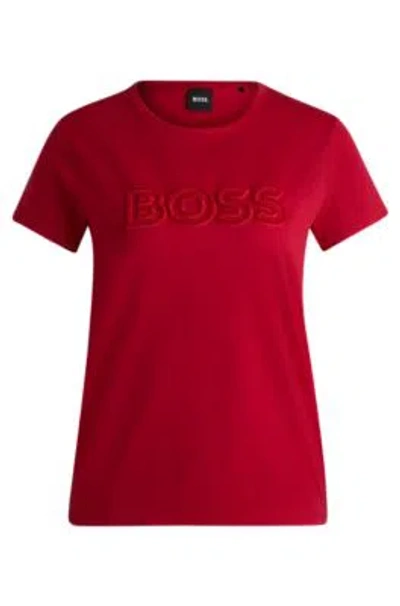 Hugo Boss Mercerized-cotton T-shirt With Logo Detail In Red