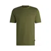 Hugo Boss Mercerized-cotton T-shirt With Micro Pattern In Green