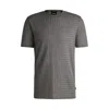 Hugo Boss Mercerized-cotton T-shirt With Mixed Stripes In Grey