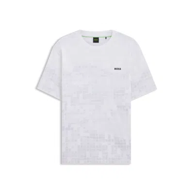 Hugo Boss Mercerized-cotton T-shirt With Printed Graphics In White