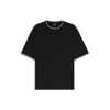 Hugo Boss Mercerized-cotton T-shirt With Striped Cuffs In Black
