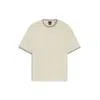 Hugo Boss Mercerized-cotton T-shirt With Striped Cuffs In Neutral