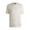 Hugo Boss Cotton T-shirt With Two-tone Monstera-leaf Pattern In Neutral