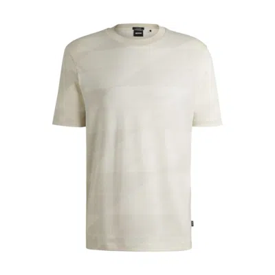 HUGO BOSS MERCERIZED-COTTON T-SHIRT WITH TWO-TONE JACQUARD