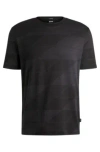 Hugo Boss Mercerized-cotton T-shirt With Two-tone Jacquard In Black