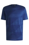 Hugo Boss Mercerized-cotton T-shirt With Two-tone Jacquard In Light Blue