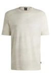 Hugo Boss Cotton T-shirt With Two-tone Monstera-leaf Pattern In White