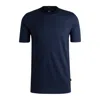 Hugo Boss Mercerized-cotton T-shirt With Two-tone Monogram Print In Blue