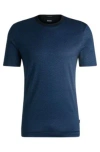 Hugo Boss Mercerized-cotton T-shirt With Two-tone Monogram Print In Dark Blue