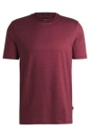 Hugo Boss Mercerized-cotton T-shirt With Two-tone Monogram Print In Burgundy