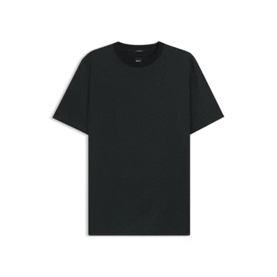 Hugo Boss Mercerized-cotton T-shirt With Two-tone Monograms In Black