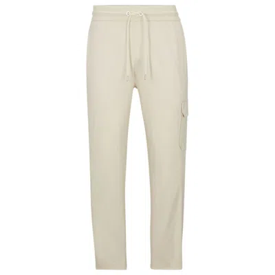 Hugo Boss Mercerized-cotton Tracksuit Bottoms With Insert Details In White