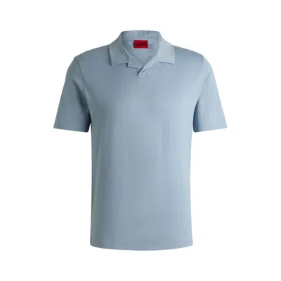 Hugo Boss Mercerized Slim-fit Polo Shirt With Johnny Collar In Blue