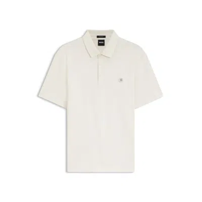 Hugo Boss Mercerized-cotton Polo Shirt With Double B Monogram In White
