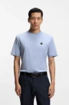 Hugo Boss Mercerized-cotton T-shirt With Double B Monogram In Blue