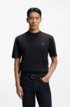 Hugo Boss Mercerized-cotton T-shirt With Double B Monogram In Blue