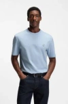 Hugo Boss Mercerized-cotton T-shirt With Double B Monogram In Blue