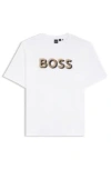 Hugo Boss Mercerized-cotton T-shirt With Logo Artwork In White