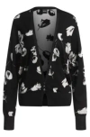Hugo Boss Merino Wool-blend Cardigan With Tulip Jacquard In Black