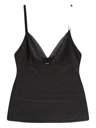 Hugo Boss Mesh Detail Tank Top Set In Black
