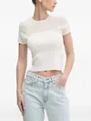 Hugo Boss Mesh-insert Ribbed T-shirt In White