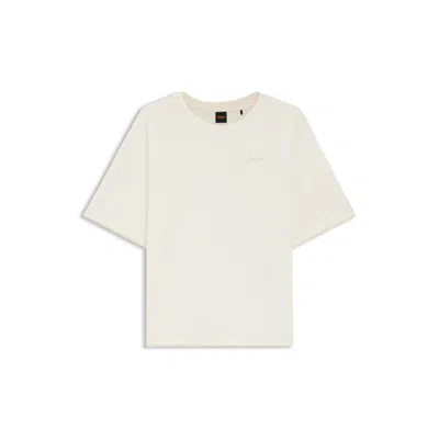 Hugo Boss Mesh-insert T-shirt In Cotton Jersey In White