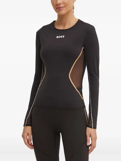 Hugo Boss Mesh-panel T-shirt In Black