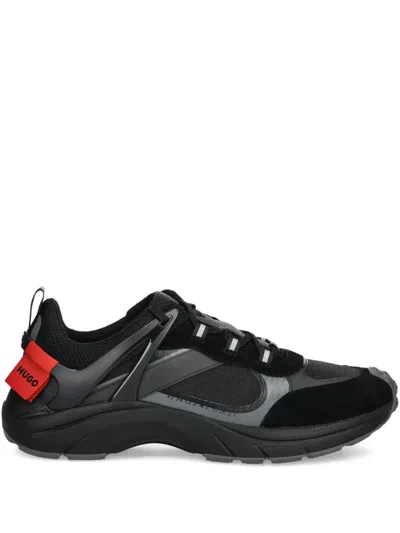 Hugo Boss Mesh-panelled Sneakers In Black