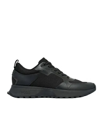 Hugo Boss Mesh Panelled Sneakers In Black