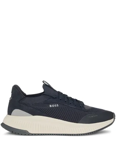 Hugo Boss Mesh-panelling Sneakers In Blue