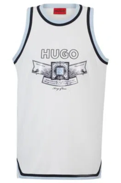 Hugo Boss Mesh Vest With New-season Logo Artwork In White